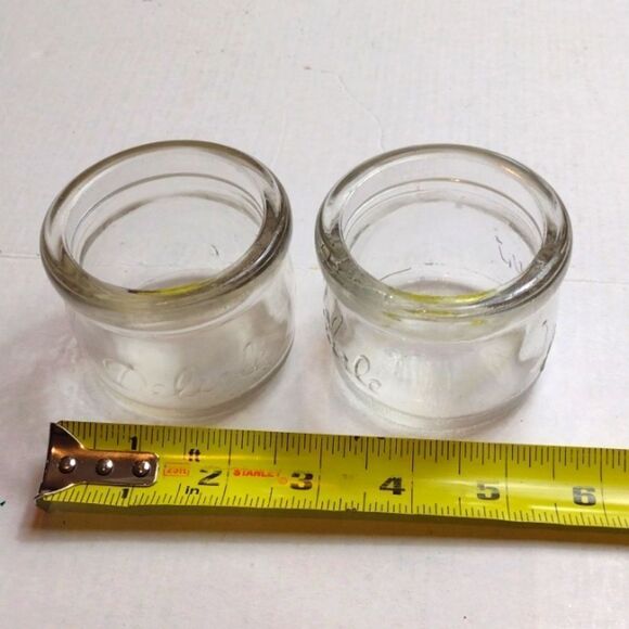Rare Vintage Pair of Delisle Clear Yoghurt Jars - Picture 7 of 8